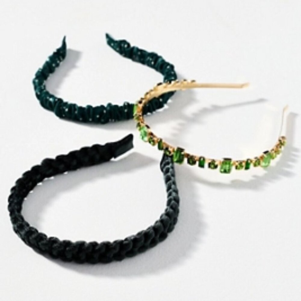 Anthropologie Assorted Crystal Headbands - SET of 3 (New - Teal Floral)